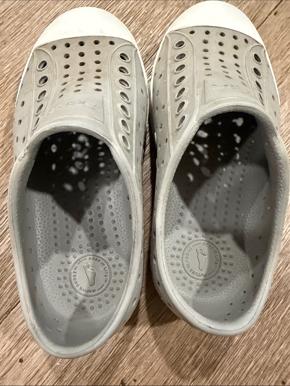 Native Slip-On Sneakers in Light Gray with White Toe Caps - Picture 4 of 5